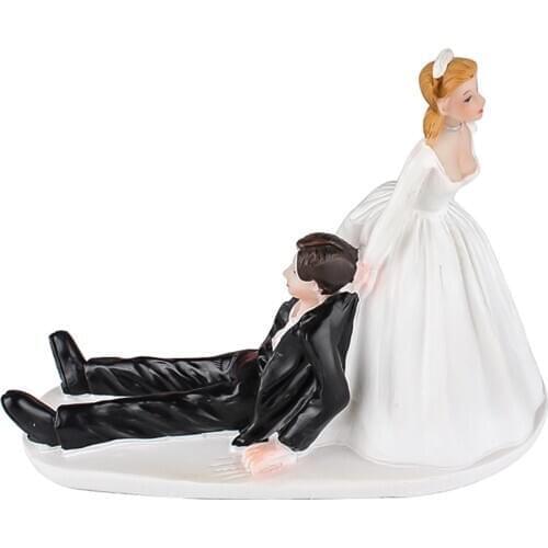 Elegant Bride Groom Couple Cake Topper Wedding Resin Figurine Valentine Day Gift Cake Decorating Supplies