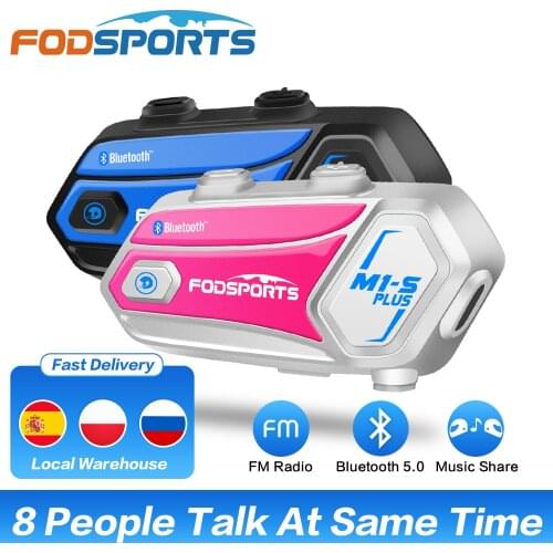 Fodsports 2 pcs M1-S Plus Helmet Intercom Motorcycle Bluetooth Headset Intercom Wireless BT Interphone FM music sharing