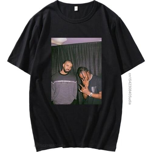 Drake And Travis Retro Style T-Shirt Short Sleeve Male Punk Rapper Tshirt Spring Summer Pure Cotton Eu Size T Shirt