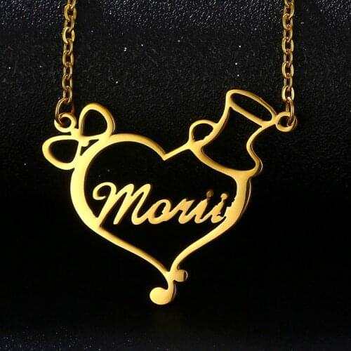 Custom Personalized Name Necklaces for Women Exquisite gift box New Stainless Steel Heart Charms Nameplate Pendant Jewelry Gift