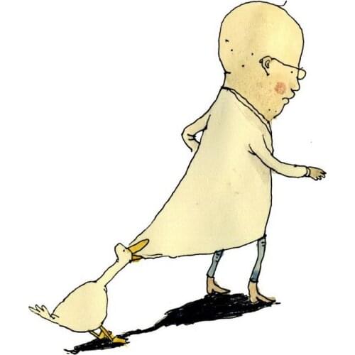 Handmde painting duck can't let his friend go on oil canvas for home decor and wallpaper