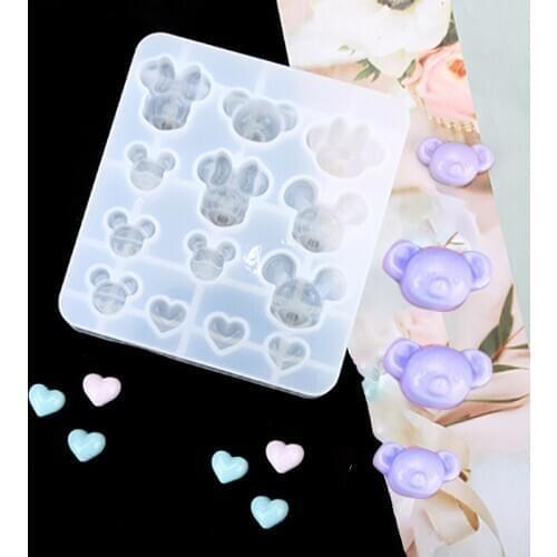 Creative Animal Shape Crystal Epoxy Mould DIY Handcraft Making Molds moule silicone Bear Heart For Ornament Pendants Soap Making