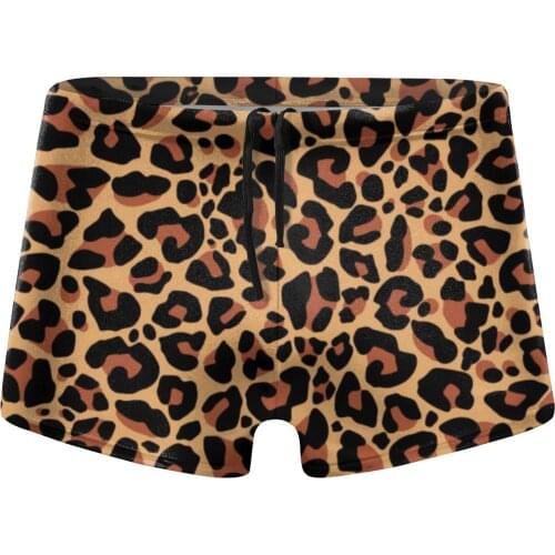 Leopard Print Mens Swimwear High Quality Mens Swimming Shorts Mens Beachwear Sport Summer Holiday Surf Mens Swimsuit