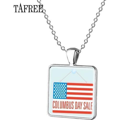 TAFREE National Holiday Columbus Day Square Necklace Italian Navigator Handmade Necklaces For sailor souvenir Gift Jewelry CO54