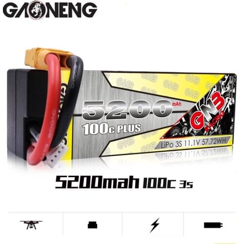 Gaoneng 5200mAh 3S1P 11.1V 100C/200C Hardcase LiPo Battery Pack With XT60 Connectors T Plug for RC Car four Drive RC Car Boat