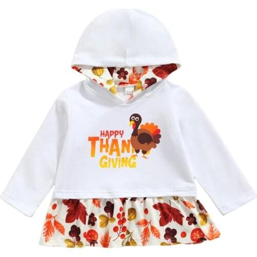 Hot New Fashion Children Casual Comfort Women Flouncing Hooded Sweater Thanksgiving - White 2021