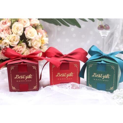 New ribbon winding Candy Box chocolate gift boxes souvenirs for guests wedding favors and gifts Birthday Baby Shower Favors box