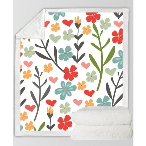 Flower Sunflower Funny Character Blanket 3D Print Sherpa Blanket on Bed Home Textiles Dreamlike Style 06
