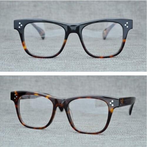 LKK Hand-made glasses Mens high quality large frame retro spectacle frame large face frame myopic glasses transparent color