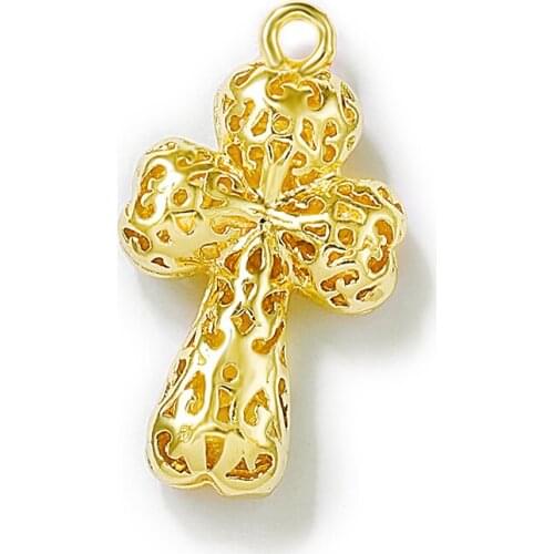 Wholesale Gold Color Brass Crucifix Charms Pendants Necklace and Bracelet Earring Diy Jewelry Making Supplies Accessories