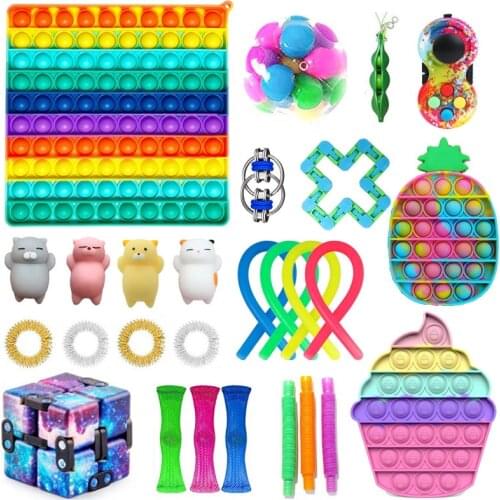 Big Size Hot Push Bubble Kit Fidget Toys Pack Adult Stress Relief Toy Set Soft Squishy Anti Stress Figet Toys Box Kids Gift