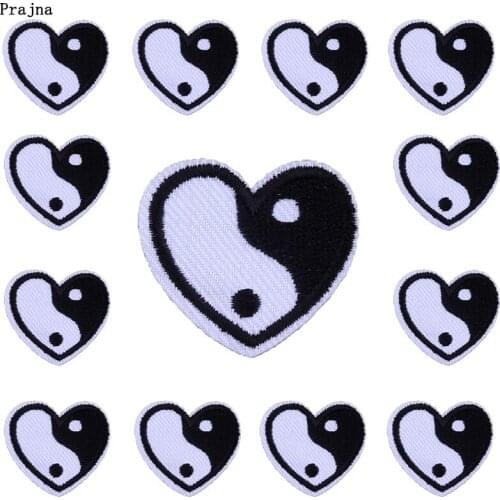Prajna 10 PCS Wholesale Tai Chi Patch Black And White Patches On Clothes Iron On Embroidered Patches For Clothing Stickers DIY