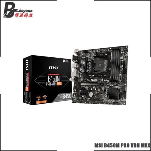 MSI B450M PRO VDH MAX M-ATX AMD B450 DDR4 3866(OC) MHz,M.2,SATAIII,VGA,DVI-D,64G,best support R9 Desktop CPU Socket AM4