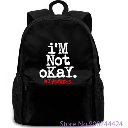 MCR BAND Rock Band My Chemical Roce I M NOT OKAY Black Loose Black Homme women men backpack laptop travel school adult