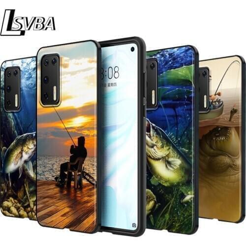 Hunting Fishing art fish Silicone Phone Case for Huawei P30 P20 P40 Lite E Pro P Smart Z Plus 2019 P10 P9 Lite Black Cover