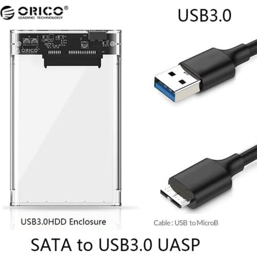 ORICO 2.5 inch Transparent USB3.0 Hard Drive Enclosure SATA to USB 3.0 External HDD Enclosure for SSD Disk Case Support UASP