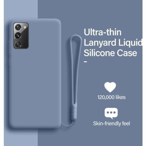 Ultra-thin Cute Lanyard Liquid Silicone Phone Case For Samsung Galaxy S21 S20 S10 S9 Note 20 10 Lite 9 8 Plus Luxury Soft Cover