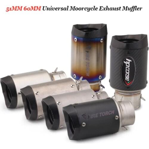 51MM 60MM Slip On Universal Motorcycle Exhaust CNC Modified Carbon Fiber Escape Muffler For Kawasaki Z900 FZ6N CBR1000R S1000R