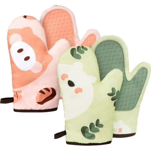 1Pc Thickened Gloves High Temperature Resistant No Deforming Fabric Baking Heat Insulation Oven Mitts for Baking