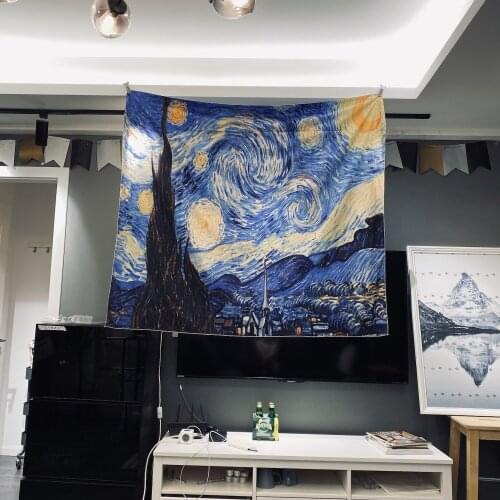 Vincent Van Gogh tapestry Wall Hanging Decor Starry Sky Background Wall Printing Blanket Outdoor Beach Towel
