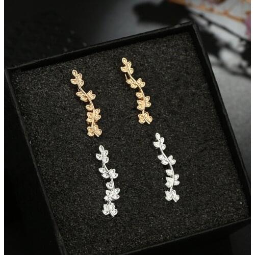 Leaf Curved Branch Stud Earrings for Women Brand Fashion Ear Cuff Piercing Multi Earring Simple Design Gold Color Free Shipping