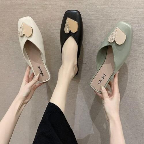 2021 Fashion Solid Sweet Heart Women Slippers Summer Mules Slides for Women Casual Crystal Shoes Premium Free Shipping High Heel