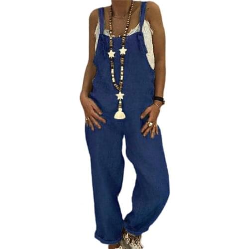 Women Jumpsuit Plus Size Solid Color Adjustable Strap Long Pants Outfit Sleeveless Square Neck Romper Streetwear Women Overall