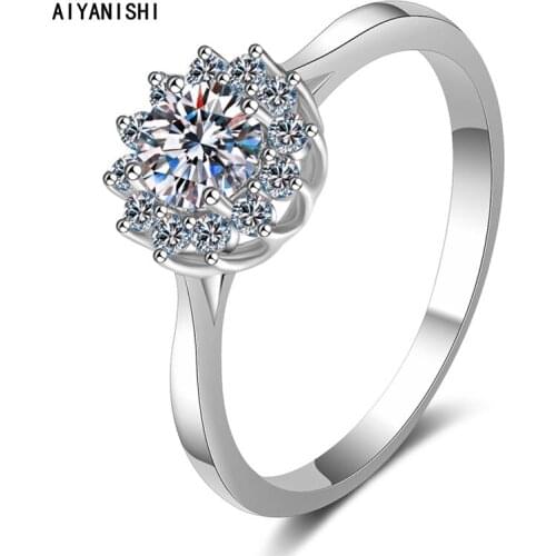 AIYANISHI Fashion 100% 925 Sterling Silver Moissanite Diamond Ring for Women Anillos Silver 925 Jewelry Wedding Bijoux Femme