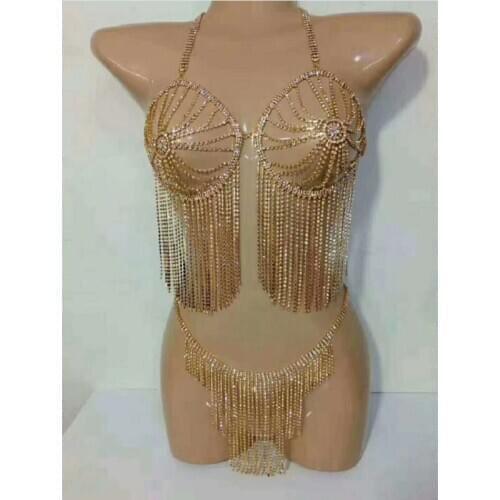 Lingerie Chain Bikini Sexy Bra Shorts Bohemian Beach Party Accessories Stage Show Fashion Creative Trend Retro Belly Hollow Out