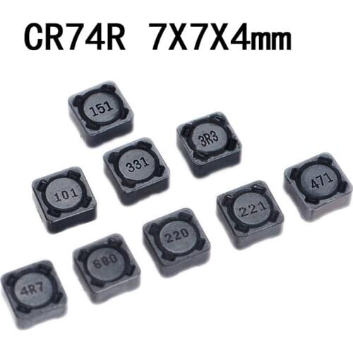 10PCS CD74R SMD Power Inductor 7*7*4mm 1/1.5/2.2/3.3/4.7/6.8/10/15/22/33/47/68/100/150/220/330/470/680UH Shielded Inductor