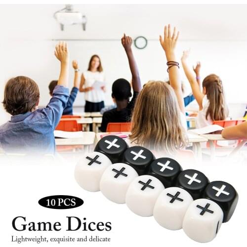 10PCS/Set Mathematics Dice Acrylic Arithmetic Math Teaching Plus Minus Sign Dice Portable Table Games Toy