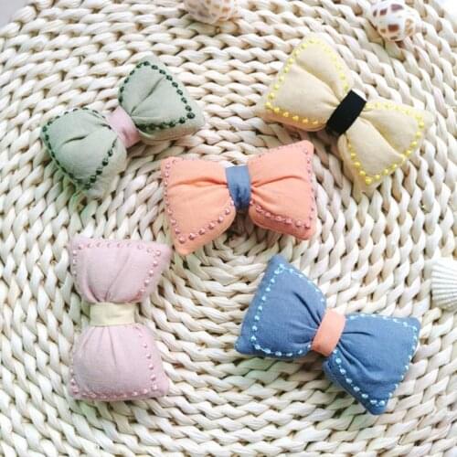 10pcs/lot 7*4cm DIY Handmade Pp cotton bow Padded Patches Appliques For Clothes DIY girls Hair Decoration