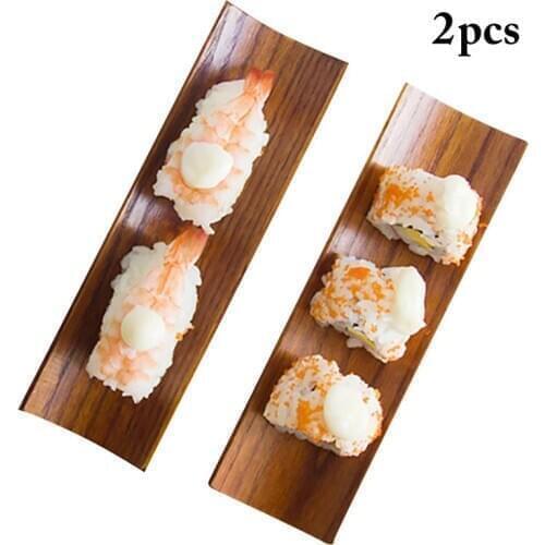 2Pcs/Set Dessert Plate Simple Multifunctional Snack Plate Natural Wooden Plate For Sushi Tableware Accessories