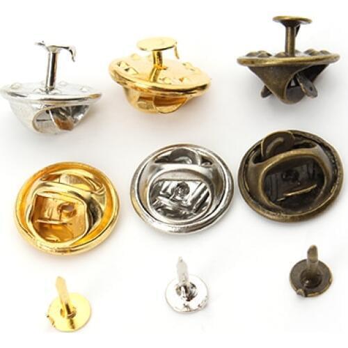 LOULEUR 50sets/lot Copper Gold/Silver Color Brooch Base Holder Brooch Pins Badge Holder For Diy jewelry Making Findings