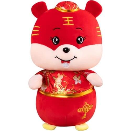 Skin-friendly Meticulous Workmanship 2022 Chinese Red Tiger Plush Doll for Relatives