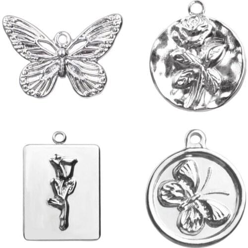 5Pcs/Lot Classic Rose Flower Chams Handmade Animal Butterfly Pendant For Necklaces Bracelet Women Wedding Gift Jewelry Wholesale