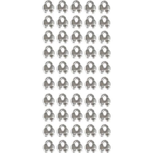 50Pcs Stainless Steel M3 U Type Clamp Wire Rope Clips Cable Bolts Rigging Hardware Clamps