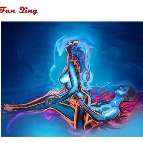 5D DIY Square Resin Drill Diamond Painting Sexy couple Diamond Embroidery Full display Mosaic Abstract Pictures of Rhinestones