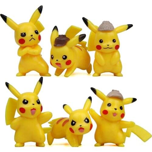 6pcs/lot Pokemon Detective Pikachu Kawaii Toys PVC Action Figures Toys DIY Micro Landscape Decoration Toys Model Children Gifts