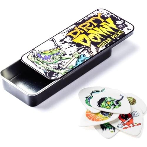 6PCS 0.73mm Celluloid Dunlop Guitar picks Monster Picks with Metal Box