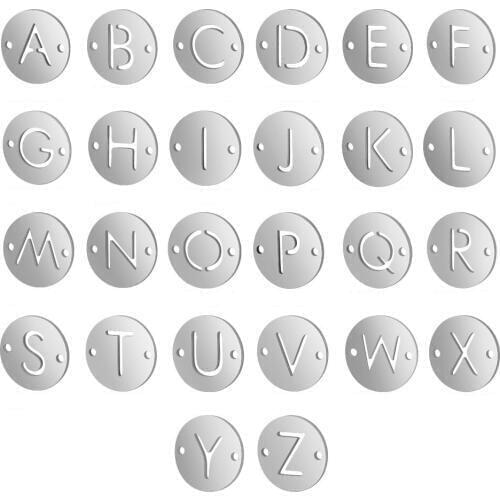 A-Z 26 Letters Silver Pendant Necklace Stainless Steel Jewelry Bracelet DIY alphabet Jewelry Bracelet Connector Wholesale