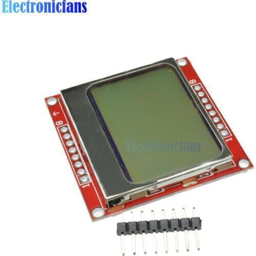 2pcs LCD Module Display Monitor White Backlight Adapter 84*48 84x48 5110 Screen For Arduino Controller 3.3V Dot Matrix Digital