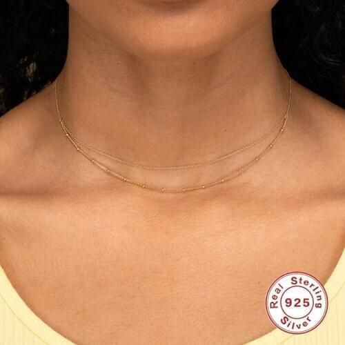 AIDE Fashion INS Multilayer Chain Necklace for Women Minimalism Double Layers Clavicle Necklaces Silver 925 Jewelry collares