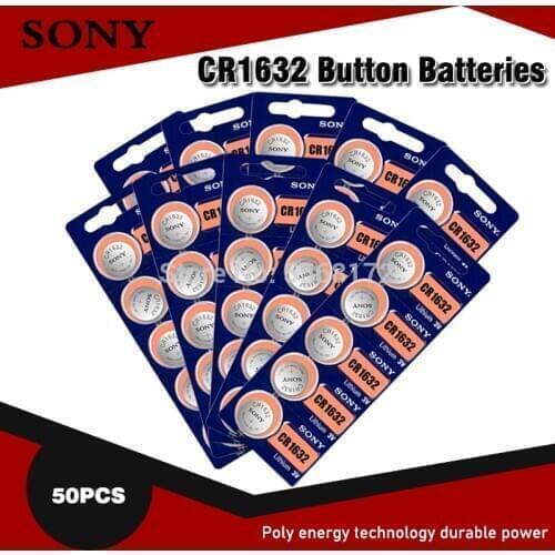 50PCS/lot SONY Original CR1632 Button Cell Battery 3V Lithium Batteries CR 1632 for Watch Remote Toy Computer Calculator Control