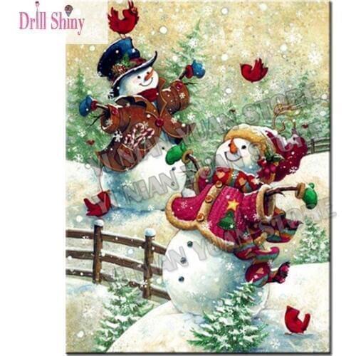 Drill shiny 5D Diamond Embroidery Snowman Christmas 3D Diamond Painting full square Cross Stitch kits Rhinestone Decoration