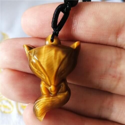 Free shipping Crystal pendant natural tiger eye stone small fox pendant transhipped for gift