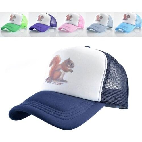 Summer Mens Mesh Baseball Cap Camouflage and Solid Colors Womens Squirrel Animal Print Outdoor Sun Hat