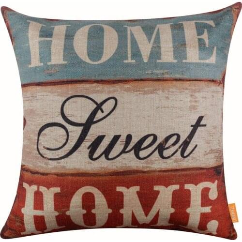 18"x18" Vintage Monogram letters Home Sweet pillow cover Home Words Burlap canvas Throw Pillow Case Cushion Cover for sofa bed
