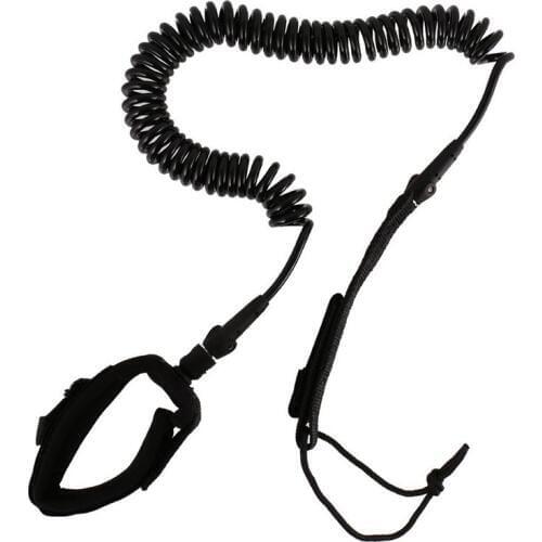 Surfboard Leash Surfing Stand Up Paddle Board Leash Coiled Cord SUP for All Types of Surfboards - black, 6ft