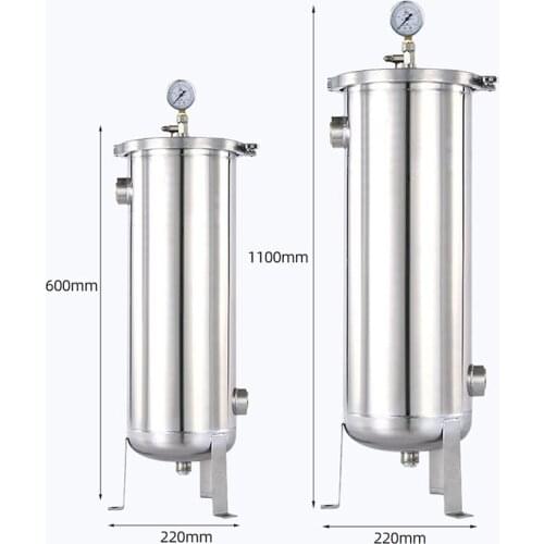 Bag Type Filter Big Flow High Precision Water Purification SS304 with Pressure Gauge for Pharmacy Beverage Industry Chemical